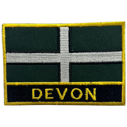 UK County Flag Patch 9.5cm x 6cm Embroidered Iron On/Sew On Badge Durable Fabric Applique for Jackets, Backpacks, Hats, and Clothing