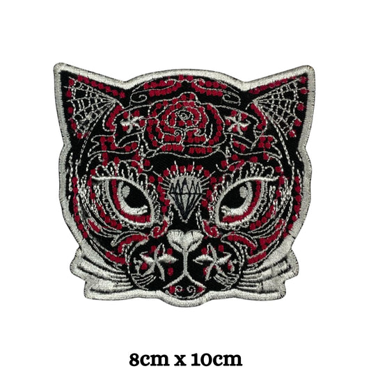 Cat Face Embroidery Iron-On Patches for Clothing Sew-On Applique for DIY Crafts Denim Jackets Jeans Backpacks
