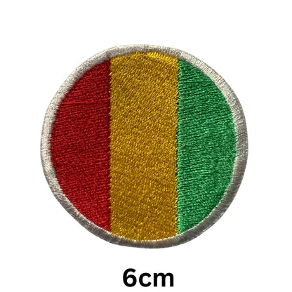 Guinea Flag Embroidered Patch Set, Iron-On or Sew-On Applique Badges, Rectangle Shield Round Heart Shapes, for Jackets, Backpacks, Hats, Uniforms and Various Sizes