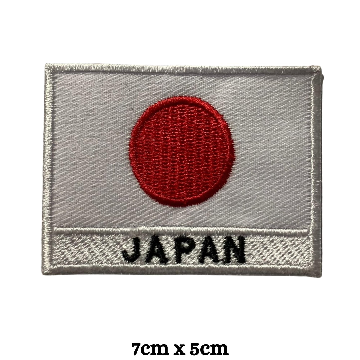 Japan Flag Embroidered Patches, Iron-On/Sew-On Applique, Shield, Round, Heart and Rectangle Flag Badges for Jackets, Bags, Uniforms, Various Sizes