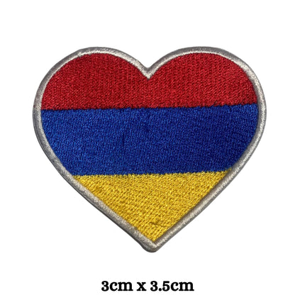 Armenia Flag Embroidered Patches, Iron-On/Sew-On Applique, Shield, Round, Heart and Rectangle Flag Badges for Jackets, Bags, Uniforms, Various Sizes
