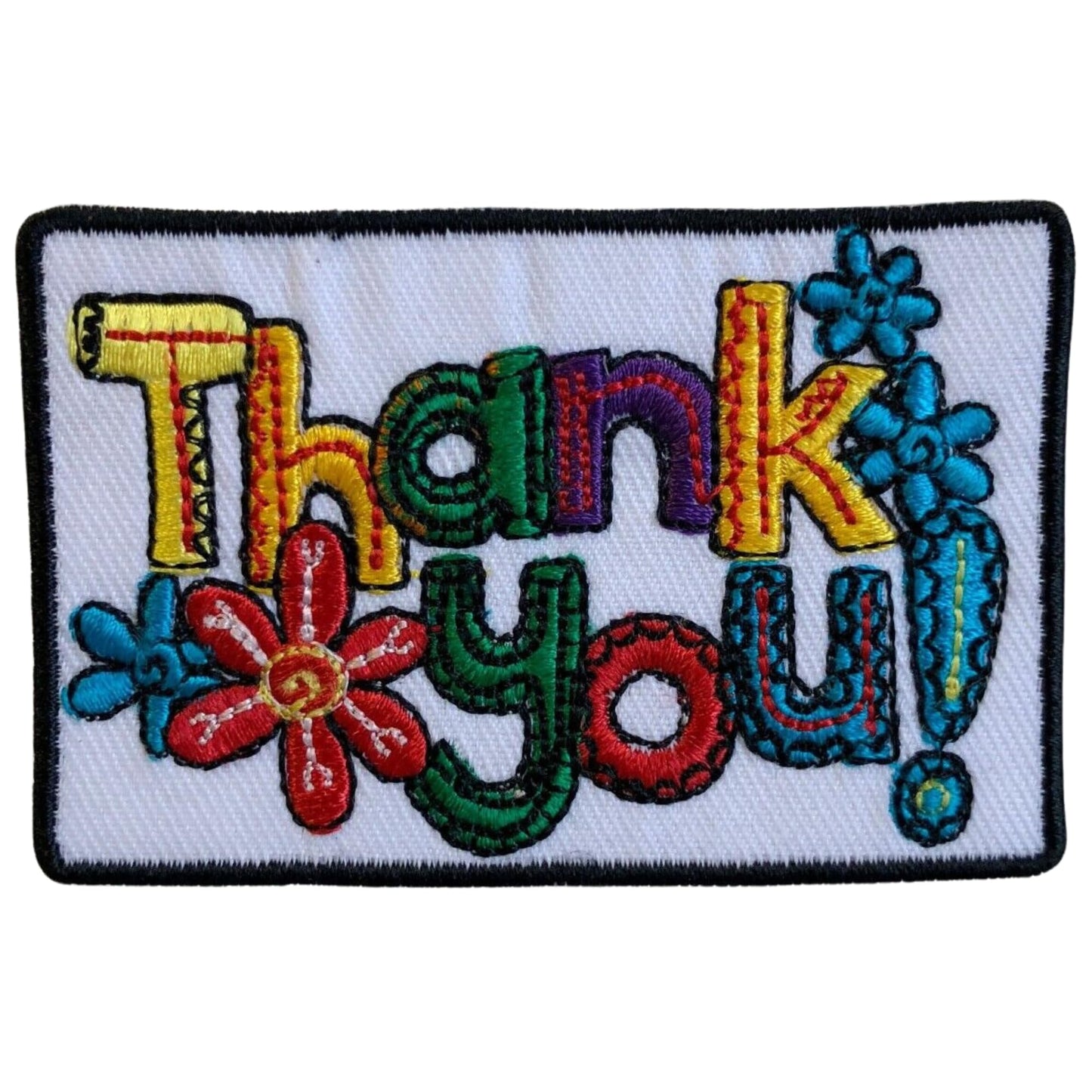 Thank You Embroidery Iron-On Patches for Clothing Sew-On Applique for DIY Crafts Denim Jackets Jeans Backpacks