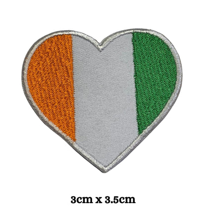 Cote D'Ivoire Flag Embroidered Patches, Iron-On/Sew-On Applique, Shield, Round, Heart and Rectangle Flag Badges for Jackets, Bags, Uniforms, Various Sizes