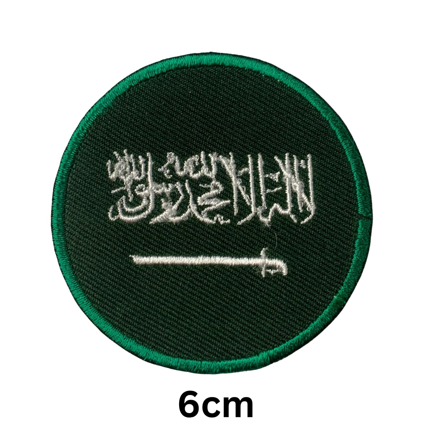 Saudi Arabia Flag Embroidered Patches, Iron-On/Sew-On Applique, Shield, Round, Heart and Rectangle Flag Badges for Jackets, Bags, Uniforms, Various Sizes