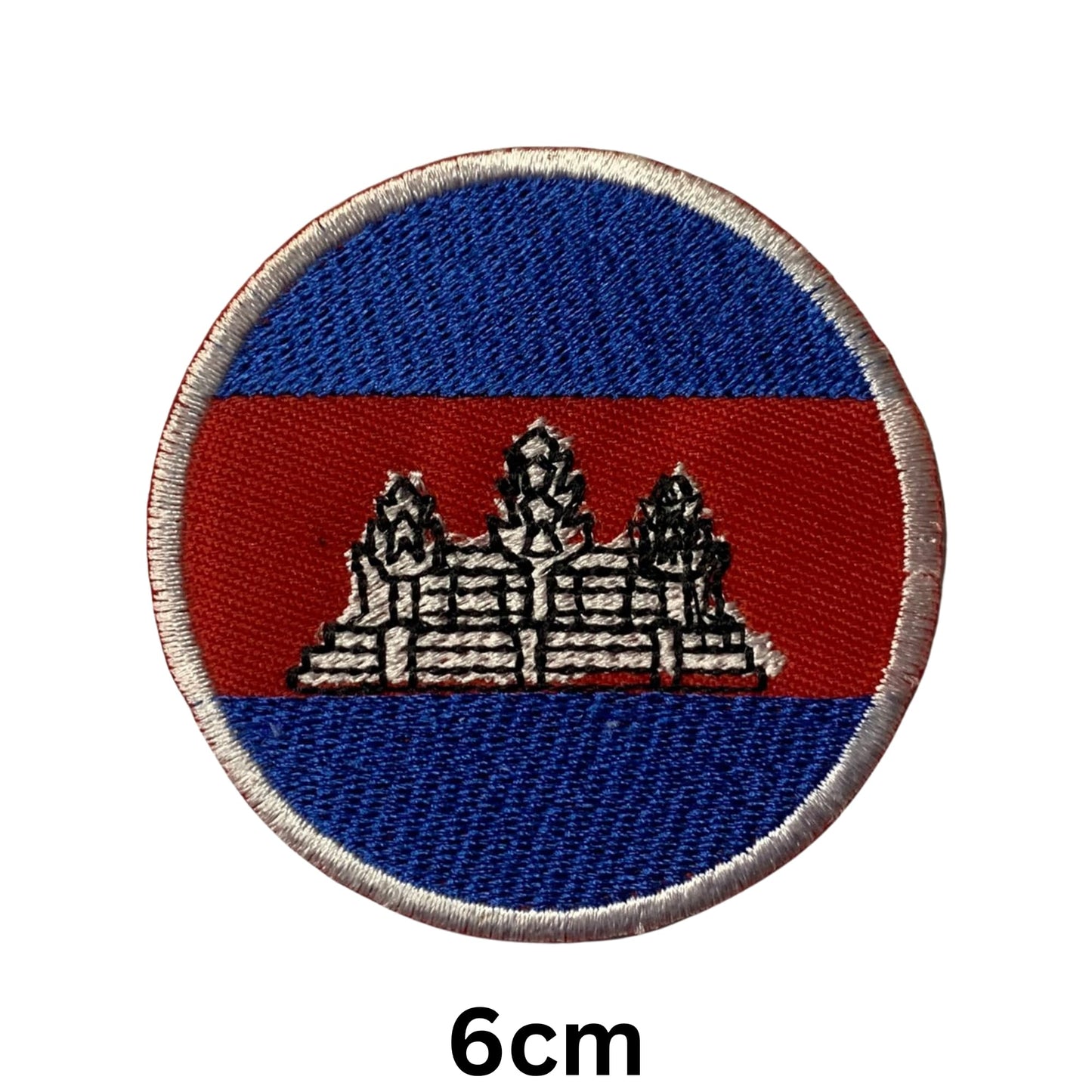 Cambodia Flag Embroidered Patch Set, Iron-On or Sew-On Applique Badges, Rectangle Shield Round Heart Shapes, for Jackets, Backpacks, Hats, Uniforms and Various Sizes