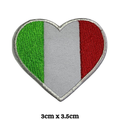 BeBuz Italy Flag Embroidered Patches, Iron-On/Sew-On Applique, Shield, Round, Heart and Rectangle Flag Badges for Jackets, Bags, Uniforms, Various Sizes