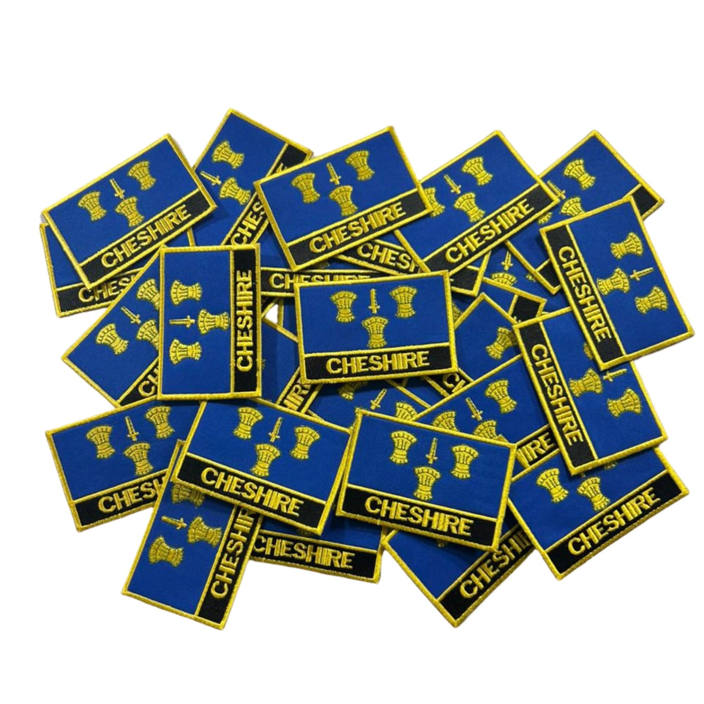 UK County Flag Patch 9.5cm x 6cm Embroidered Iron On/Sew On Badge Durable Fabric Applique for Jackets, Backpacks, Hats, and Clothing