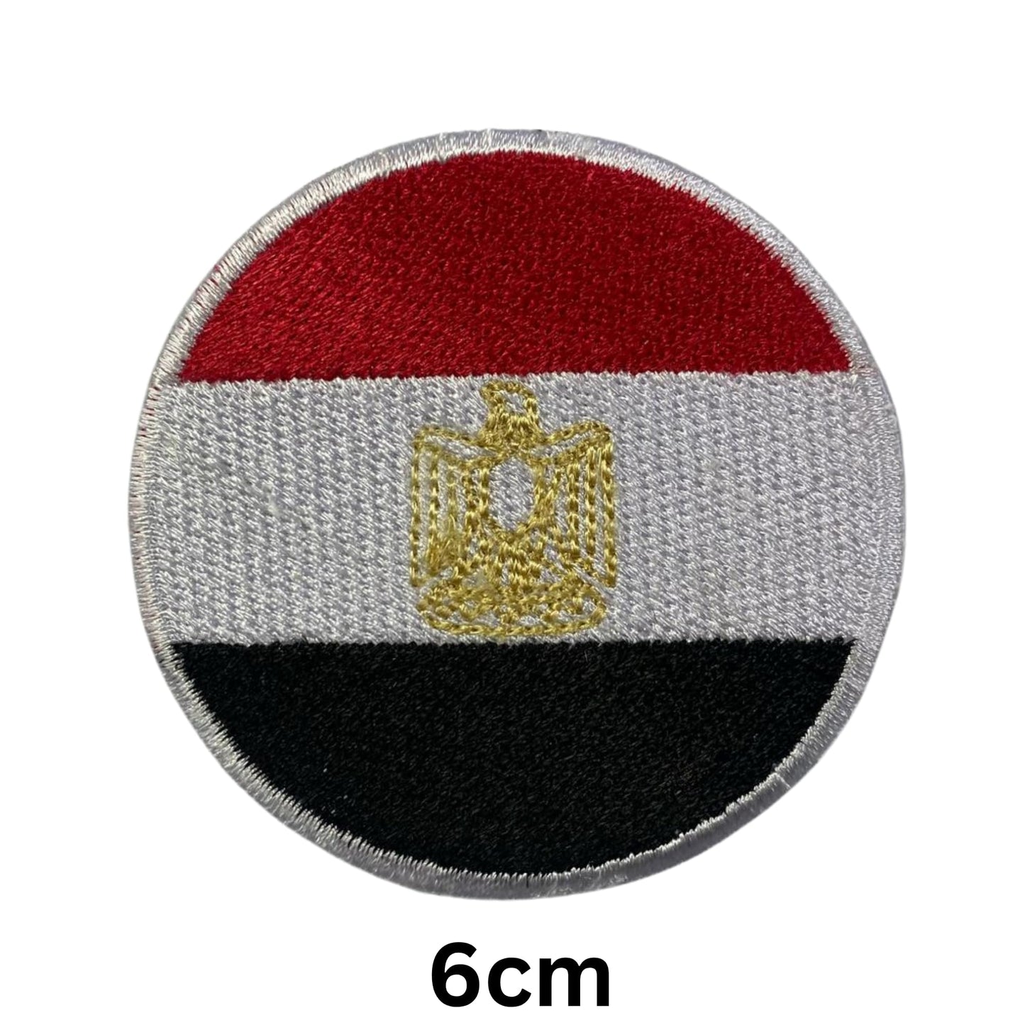 Egypt Flag Embroidered Patches, Iron-On/Sew-On Applique, Shield, Round, Heart and Rectangle Flag Badges for Jackets, Bags, Uniforms, Various Sizes