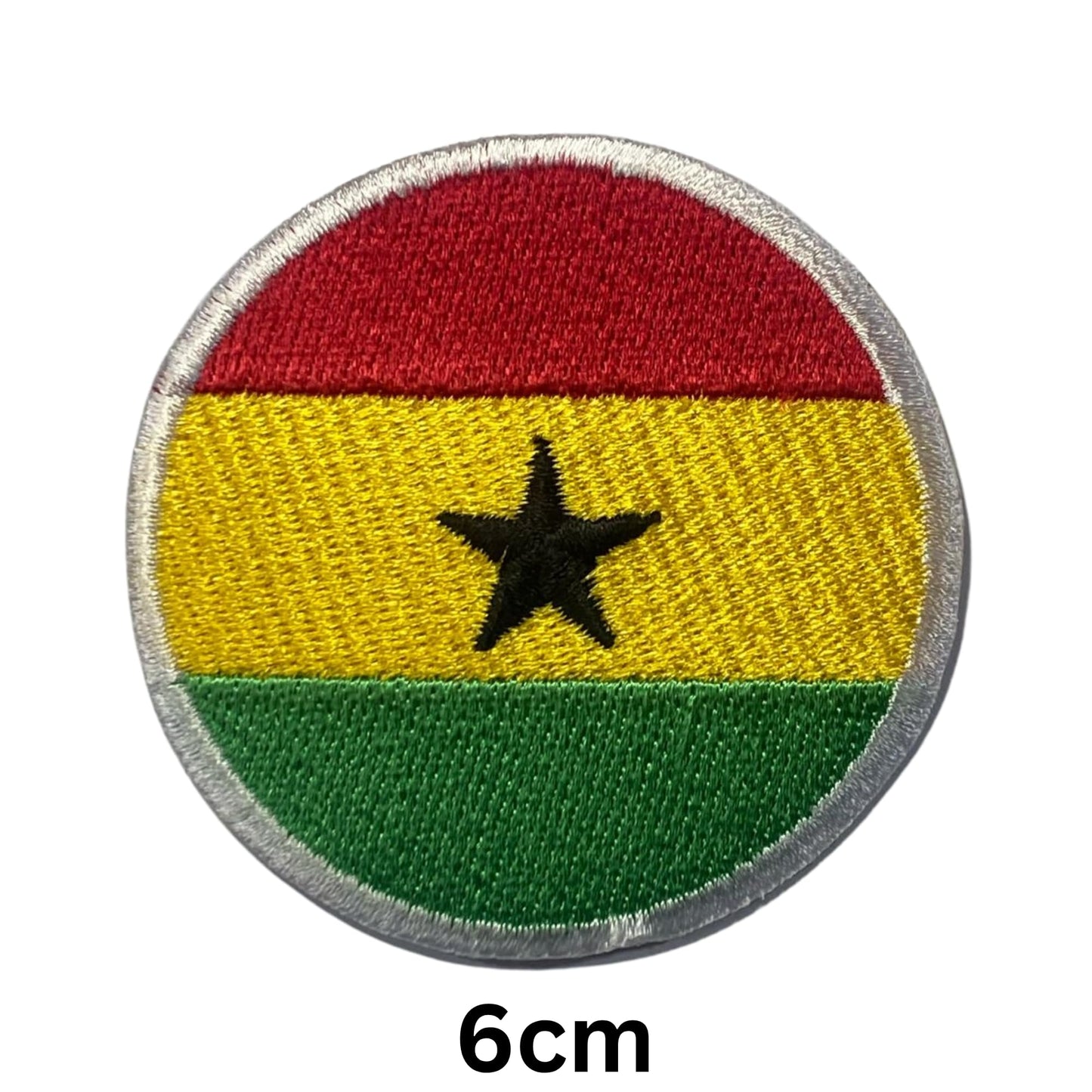 Ghana Flag Embroidered Patches, Iron-On/Sew-On Applique, Shield, Round, Heart and Rectangle Flag Badges for Jackets, Bags, Uniforms, Various Sizes