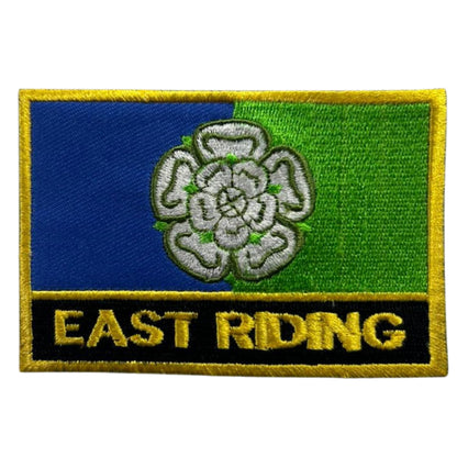 UK County Flag Patch 9.5cm x 6cm Embroidered Iron On/Sew On Badge Durable Fabric Applique for Jackets, Backpacks, Hats, and Clothing