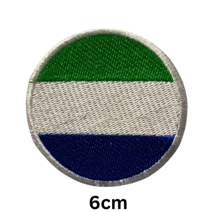 Sierra Leone Flag Embroidered Patch Set, Iron-On or Sew-On Applique Badges, Rectangle Shield Round Heart Shapes, for Jackets, Backpacks, Hats, Uniforms and Various Sizes