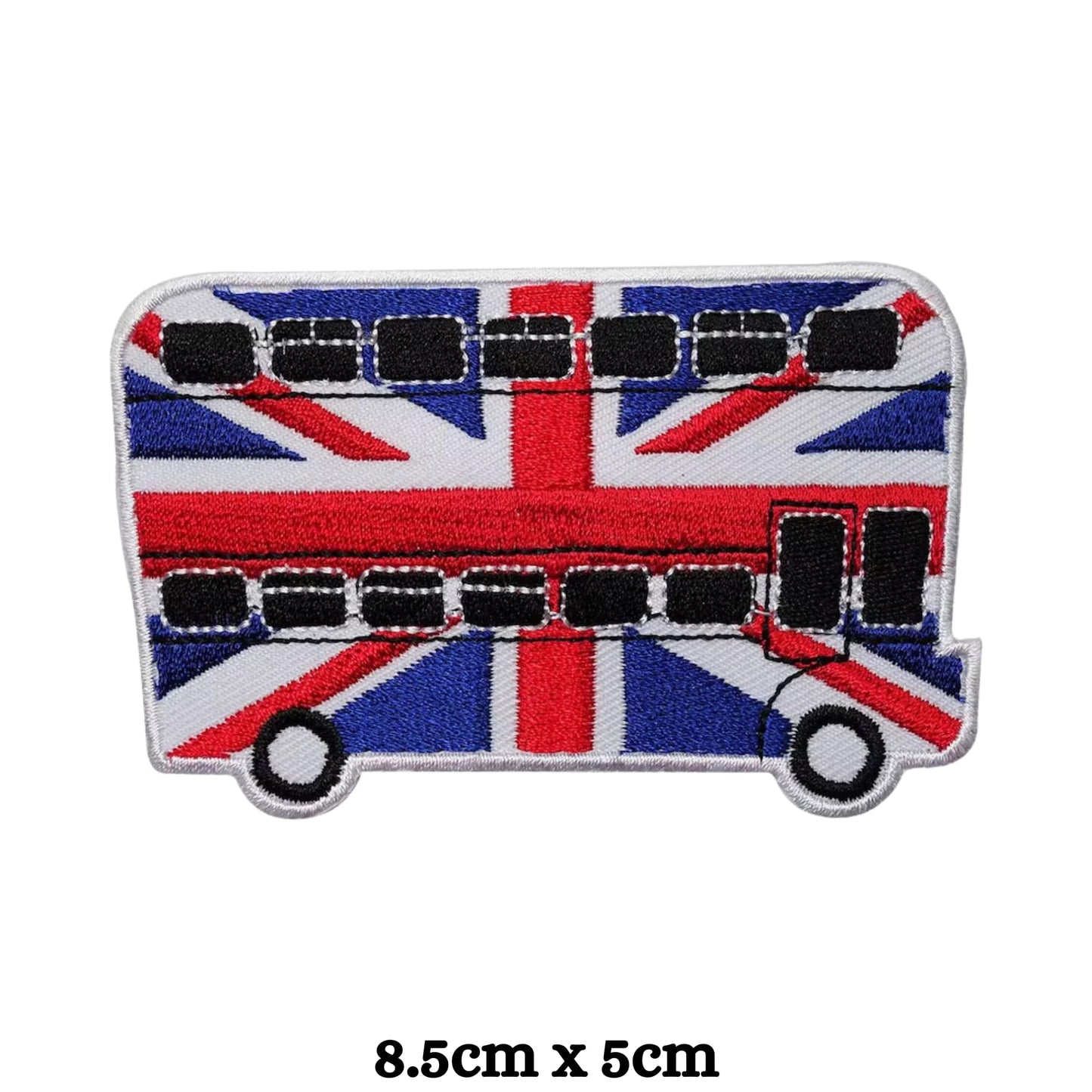 London Bus Embroidery Iron-On Patches for Clothing Sew-On Applique for DIY Crafts Denim Jackets Jeans Backpacks