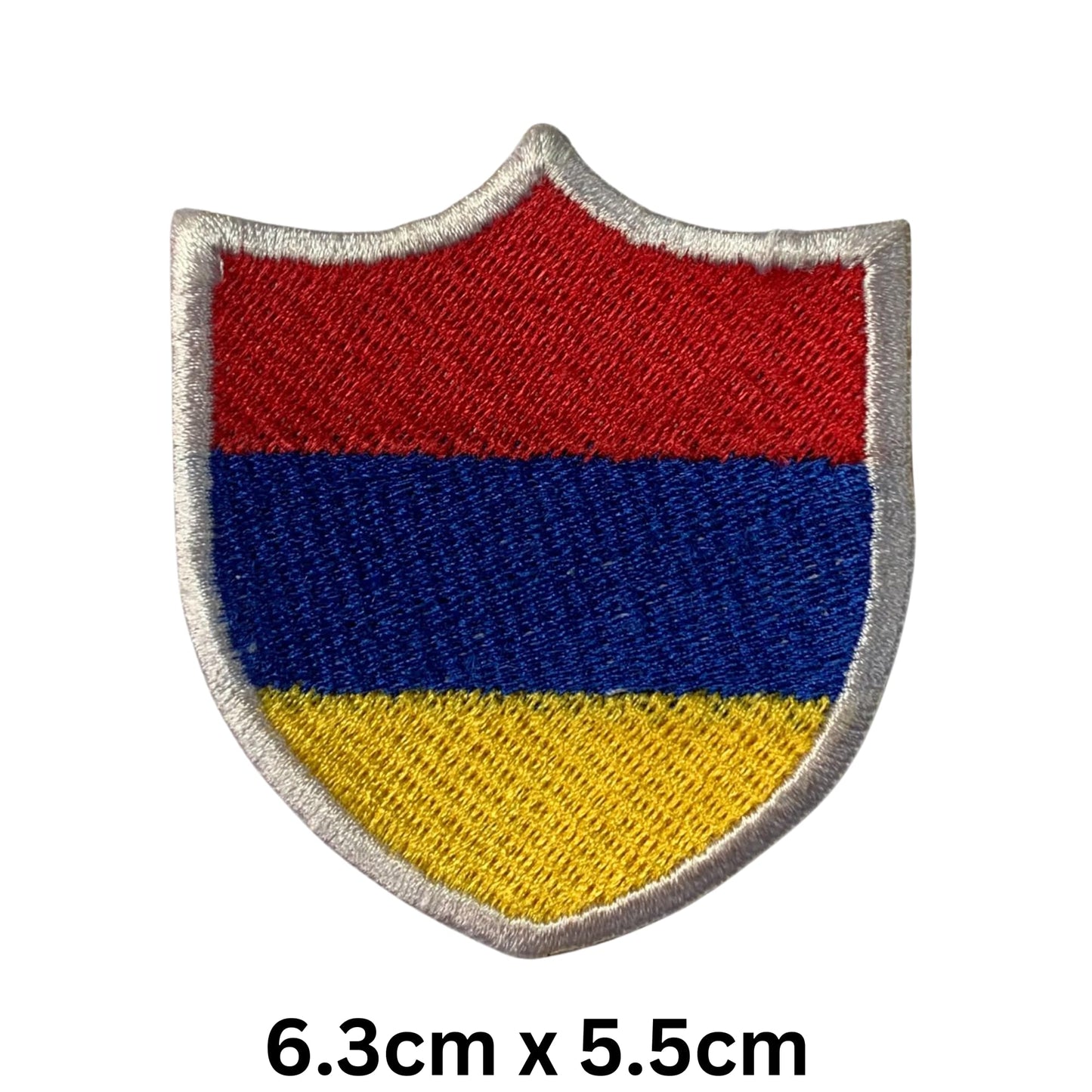 Armenia Flag Embroidered Patches, Iron-On/Sew-On Applique, Shield, Round, Heart and Rectangle Flag Badges for Jackets, Bags, Uniforms, Various Sizes