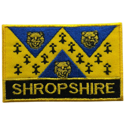 UK County Flag Patch 9.5cm x 6cm Embroidered Iron On/Sew On Badge Durable Fabric Applique for Jackets, Backpacks, Hats, and Clothing