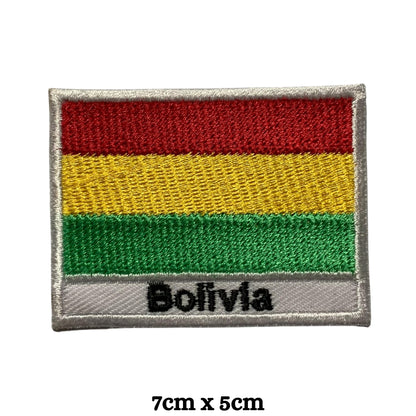 Bolivia Flag Embroidered Patch Set, Iron-On or Sew-On Applique Badges, Rectangle Shield Round Heart Shapes, National Flag Emblem for Jackets, Backpacks, Hats, Uniforms and Various Sizes