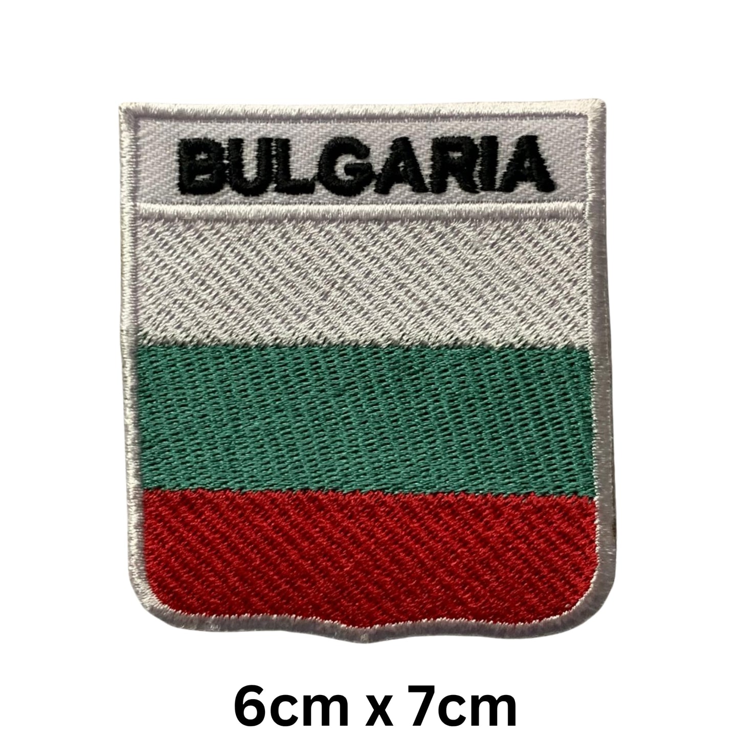 Bulgaria Flag Embroidered Patch Set, Iron-On or Sew-On Applique Badges, Rectangle Shield Round Heart Shapes, National Flag Emblem for Jackets, Backpacks, Hats, Uniforms and Various Sizes