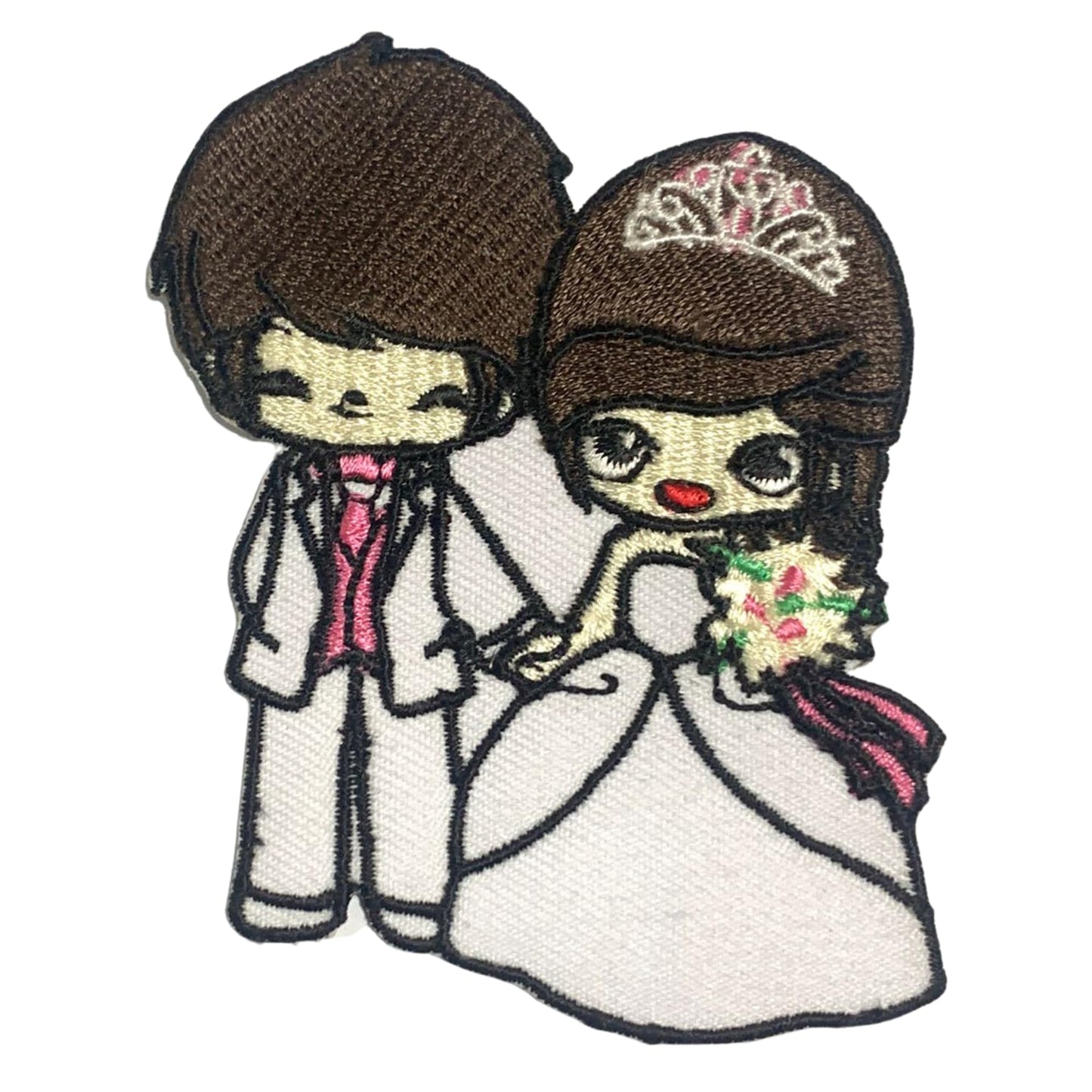 Beautiful Bride and Groom Love Life Embroidery Iron-On Patches for Clothing Sew-On Applique for DIY Crafts Denim Jackets Jeans Backpacks