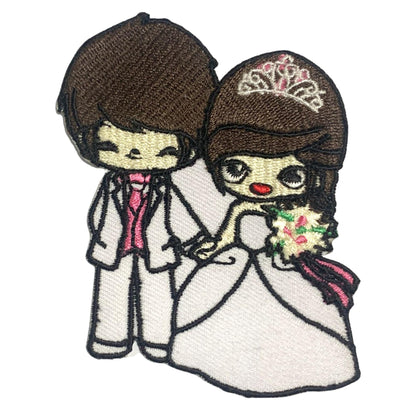 Beautiful Bride and Groom Love Life Embroidery Iron-On Patches for Clothing Sew-On Applique for DIY Crafts Denim Jackets Jeans Backpacks