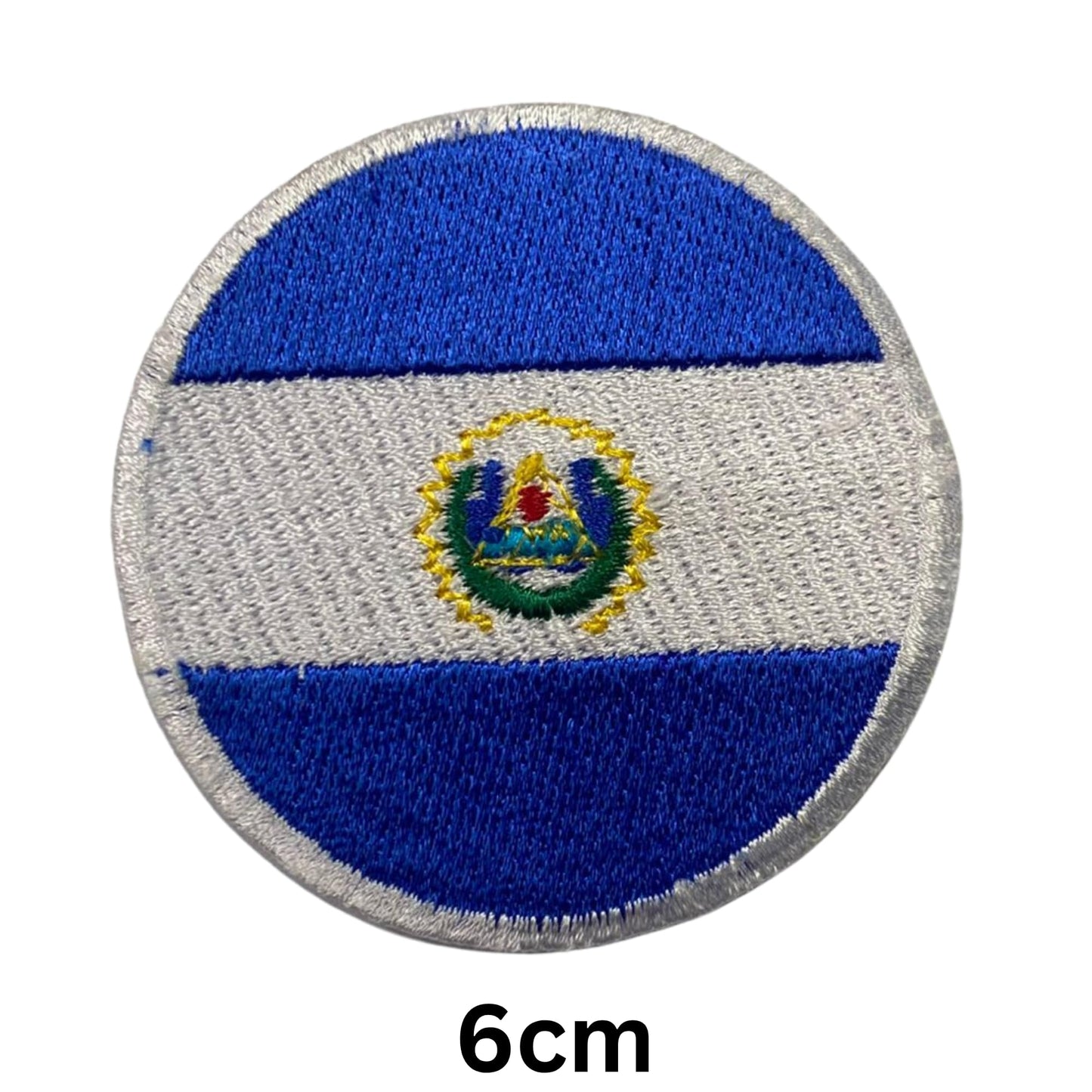 El Salvador Flag Embroidered Patch Set, Iron-On or Sew-On Applique Badges, Rectangle Shield Round Heart Shapes, for Jackets, Backpacks, Hats, Uniforms and Various Sizes
