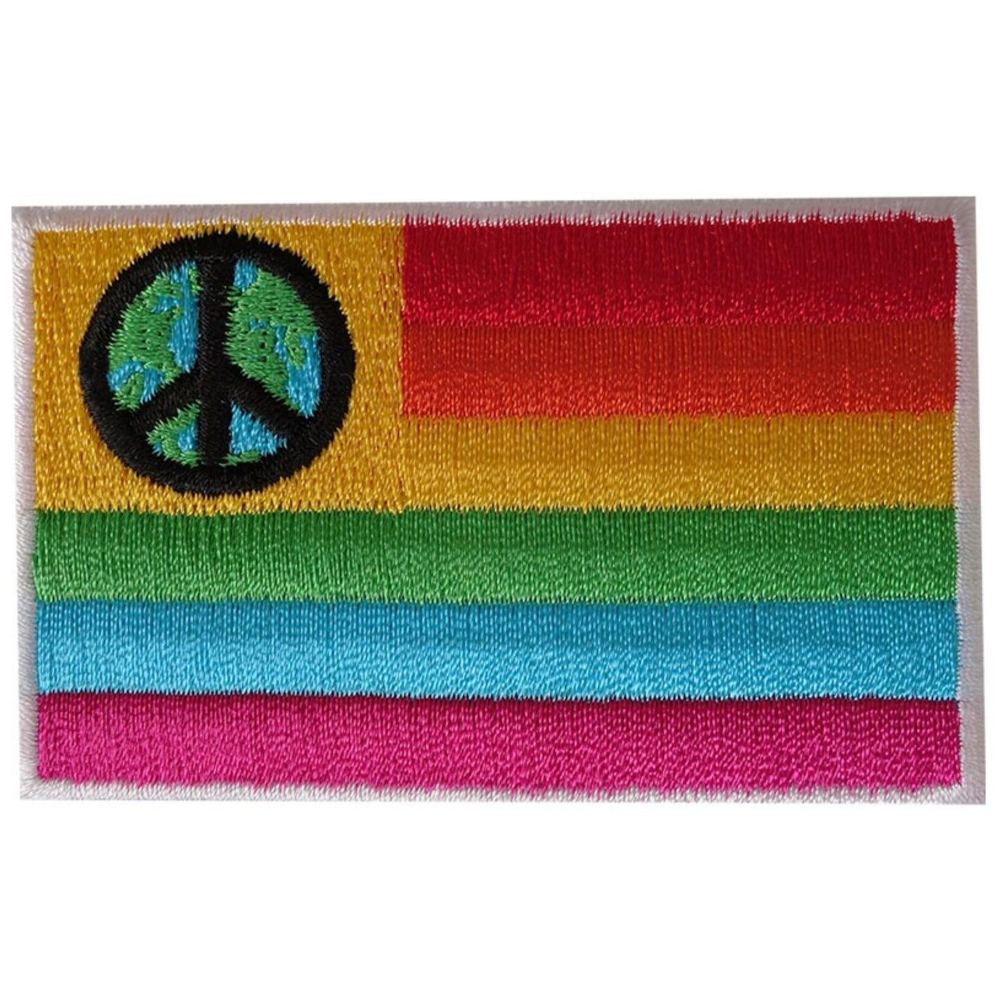 Colourful Flag with Peace Logo Embroidery Iron-On Patches for Clothing Sew-On Applique for DIY Crafts Denim Jackets Jeans Backpacks