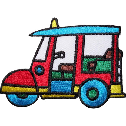 Tuk Tuk Taxi Travel Thailand Bangkok Embroidery Iron-On Patches for Clothing Sew-On Applique for DIY Crafts Denim Jackets Jeans Backpacks