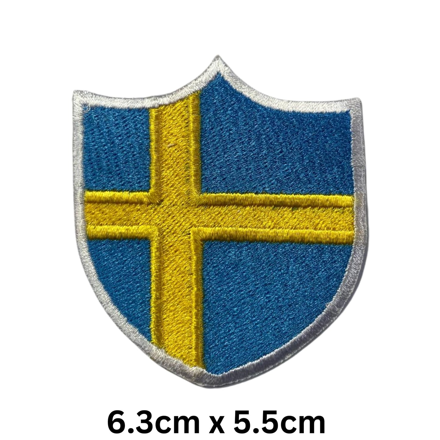 BeBuz Sweden Flag Embroidered Patches, Iron-On/Sew-On Applique, Shield, Round, Heart and Rectangle Flag Badges for Jackets, Bags, Uniforms, Various Sizes