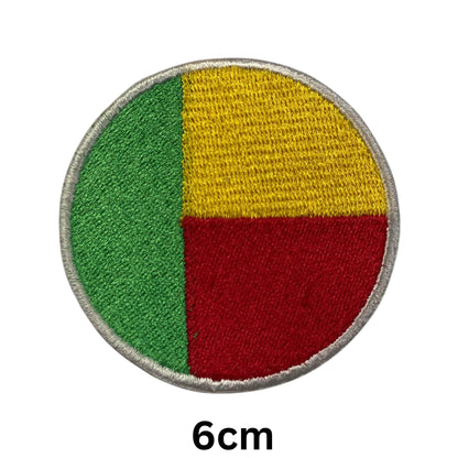 BeBuz Benin Flag Embroidered Patches, Iron-On/Sew-On Applique, Shield, Round, Heart and Rectangle Flag Badges for Jackets, Bags, Uniforms, Various Sizes