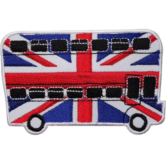 London Bus Embroidery Iron-On Patches for Clothing Sew-On Applique for DIY Crafts Denim Jackets Jeans Backpacks