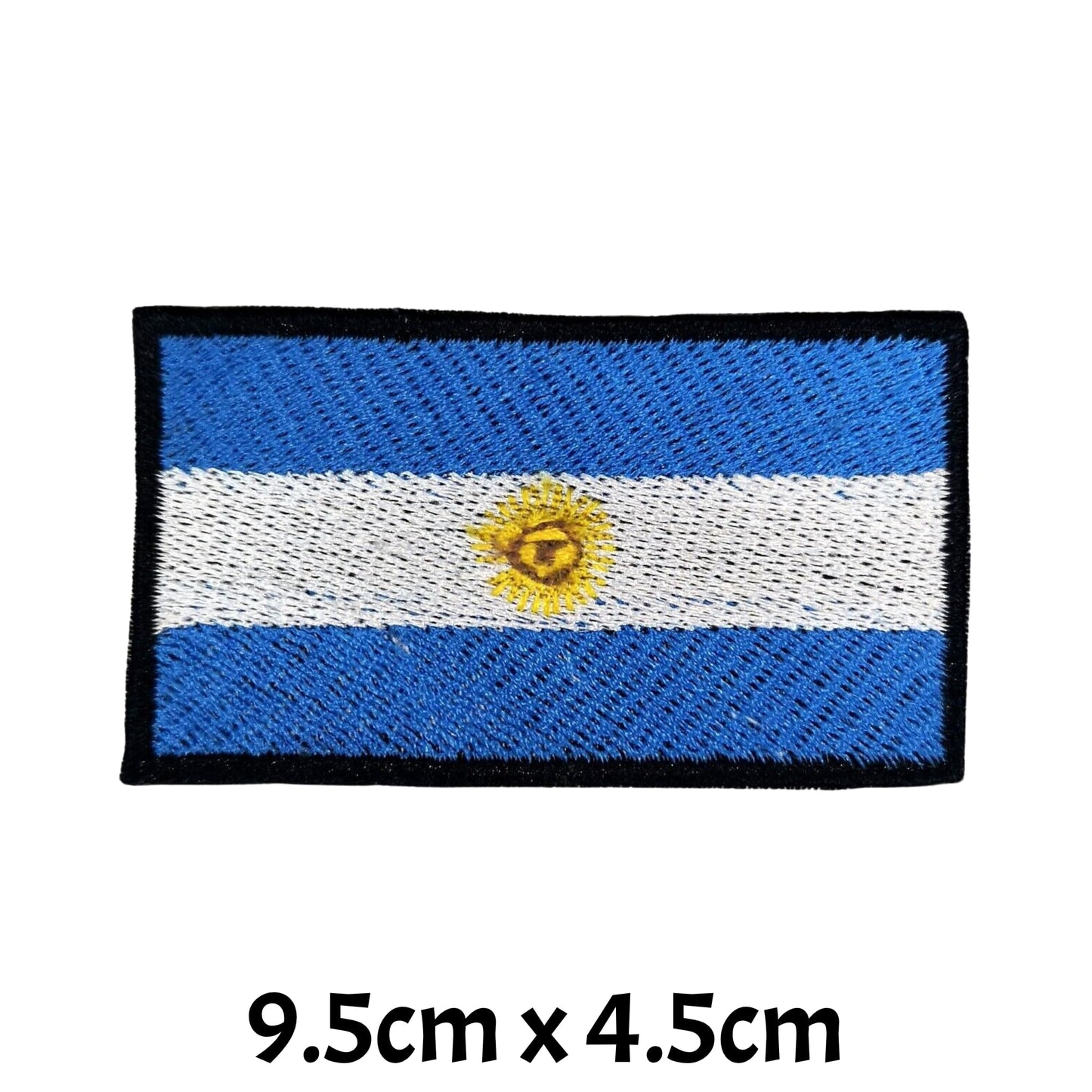 Argentina Flag Embroidered Patches, Iron-On/Sew-On Applique, Shield, Round, Heart and Rectangle Flag Badges for Jackets, Bags, Uniforms, Various Sizes