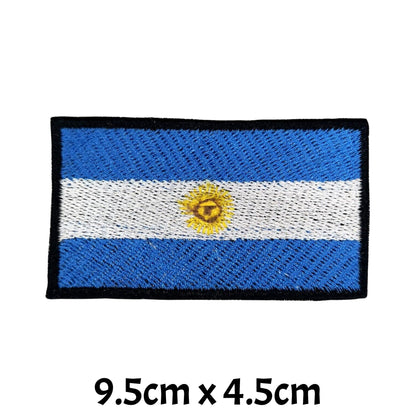 Argentina Flag Embroidered Patches, Iron-On/Sew-On Applique, Shield, Round, Heart and Rectangle Flag Badges for Jackets, Bags, Uniforms, Various Sizes
