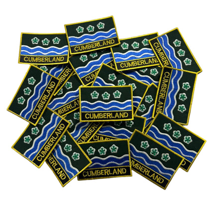 UK County Flag Patch 9.5cm x 6cm Embroidered Iron On/Sew On Badge Durable Fabric Applique for Jackets, Backpacks, Hats, and Clothing