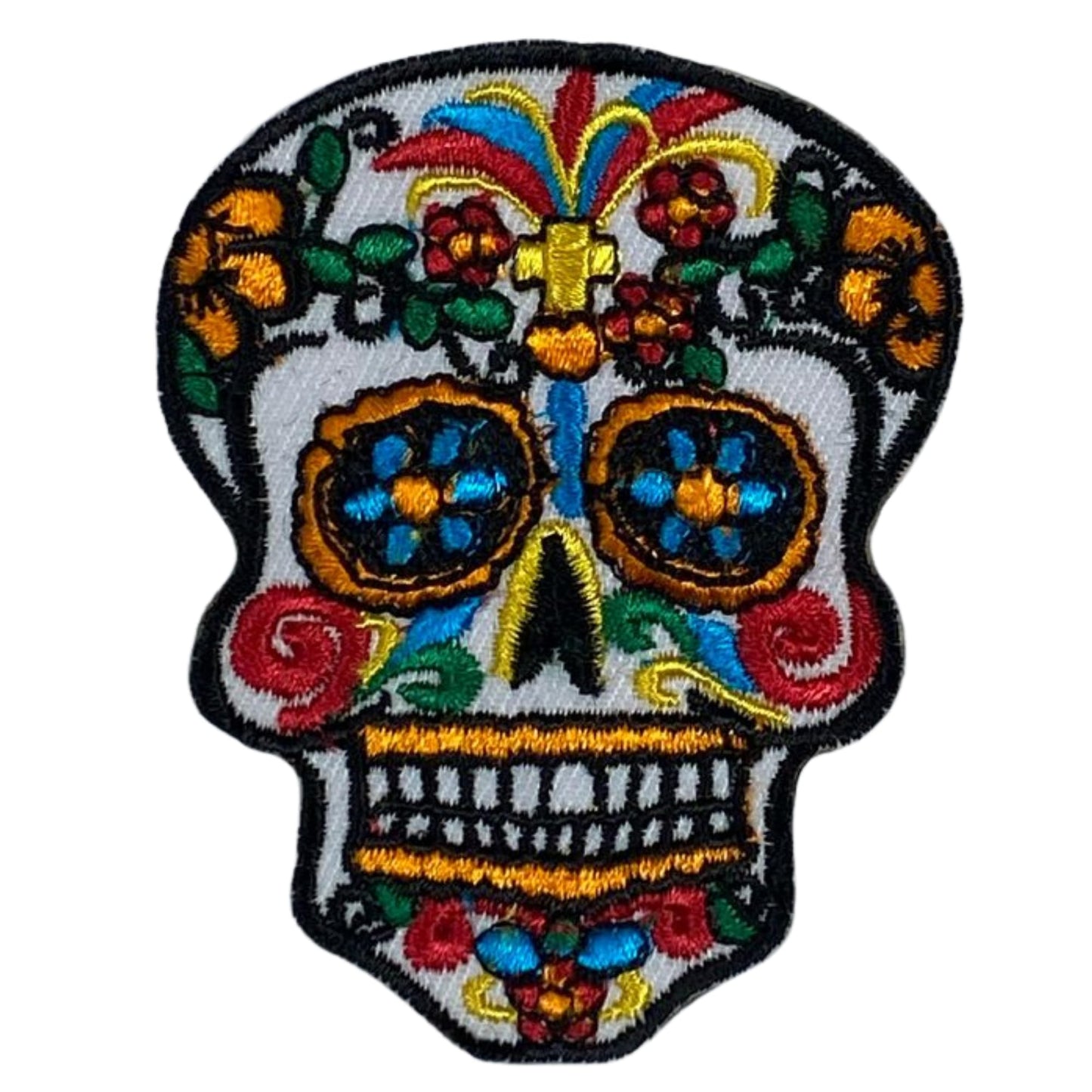 Day of The Dead Sugar Skull Embroidery Iron-On Patches for Clothing Sew-On Applique for DIY Crafts Denim Jackets Jeans Backpacks