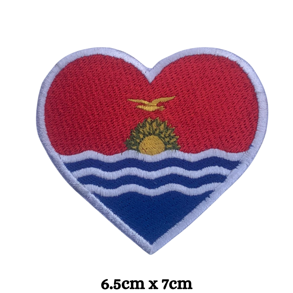 Country Heart Flag Patch – Embroidered Iron On / Sew On Heart Shaped National Flag Badge | All Countries Available | Jackets, Bags, Hats – Gift for Heritage, Travel & Flag Lovers (K-S)