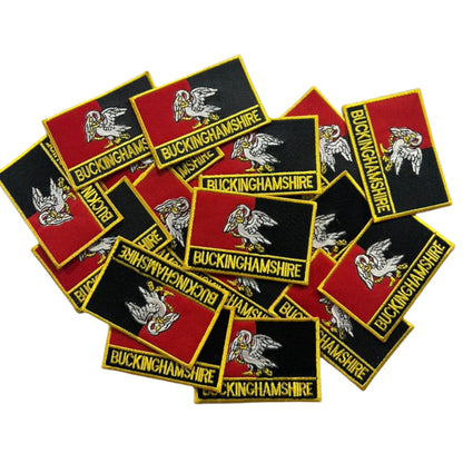 UK County Flag Patch 9.5cm x 6cm Embroidered Iron On/Sew On Badge Durable Fabric Applique for Jackets, Backpacks, Hats, and Clothing