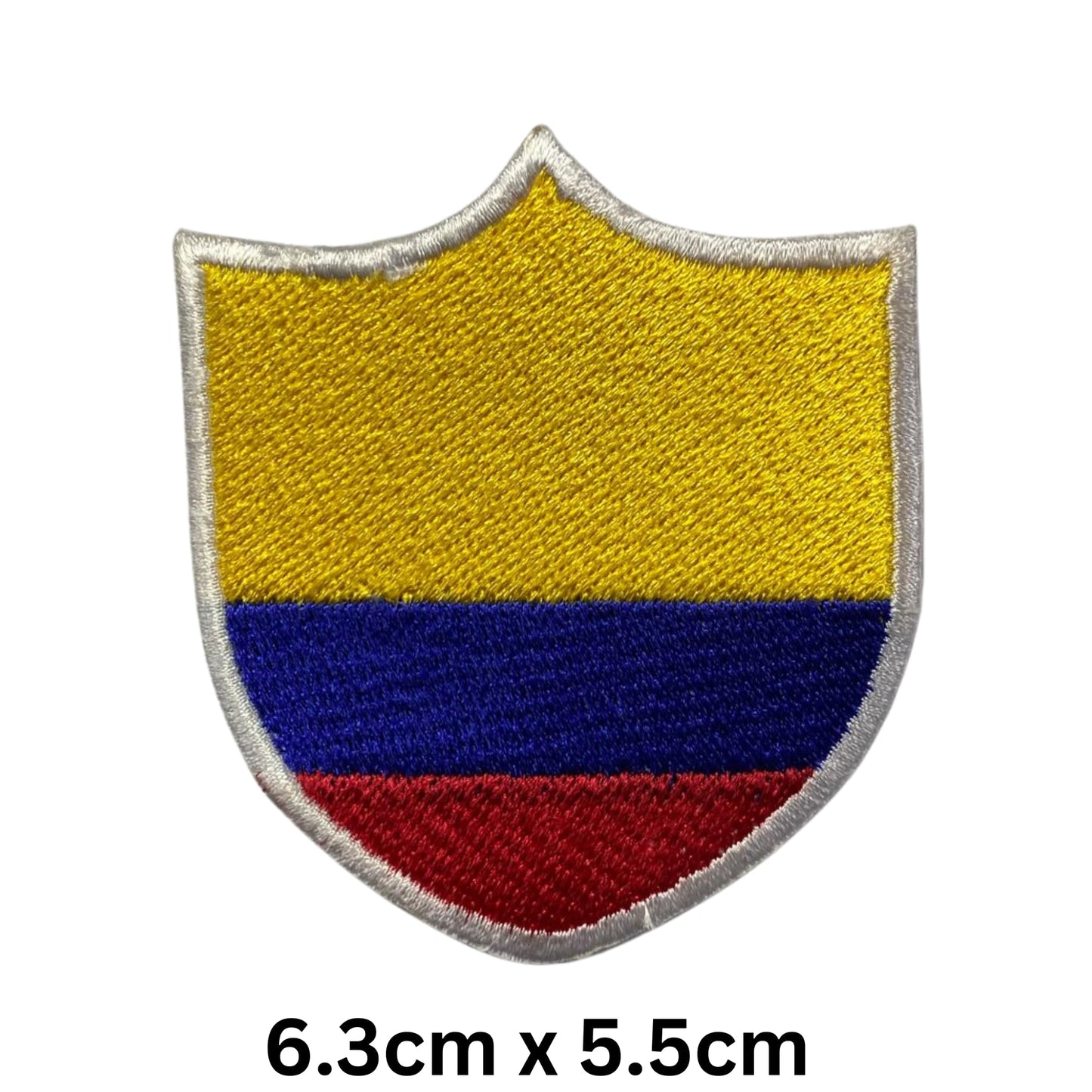 Colombia Flag Embroidered Patches, Iron-On/Sew-On Applique, Shield, Round, Heart and Rectangle Flag Badges for Jackets, Bags, Uniforms, Various Sizes