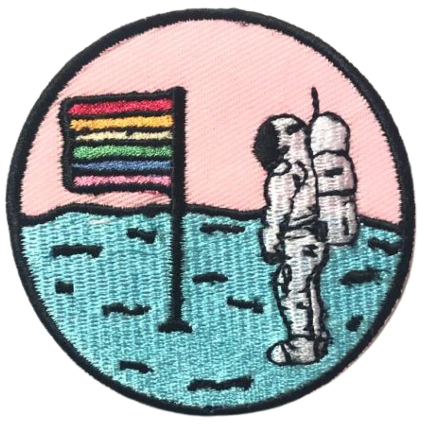 Astronaut with Flag Embroidery Iron-On Patches for Clothing Sew-On Applique for DIY Crafts Denim Jackets Jeans Backpacks