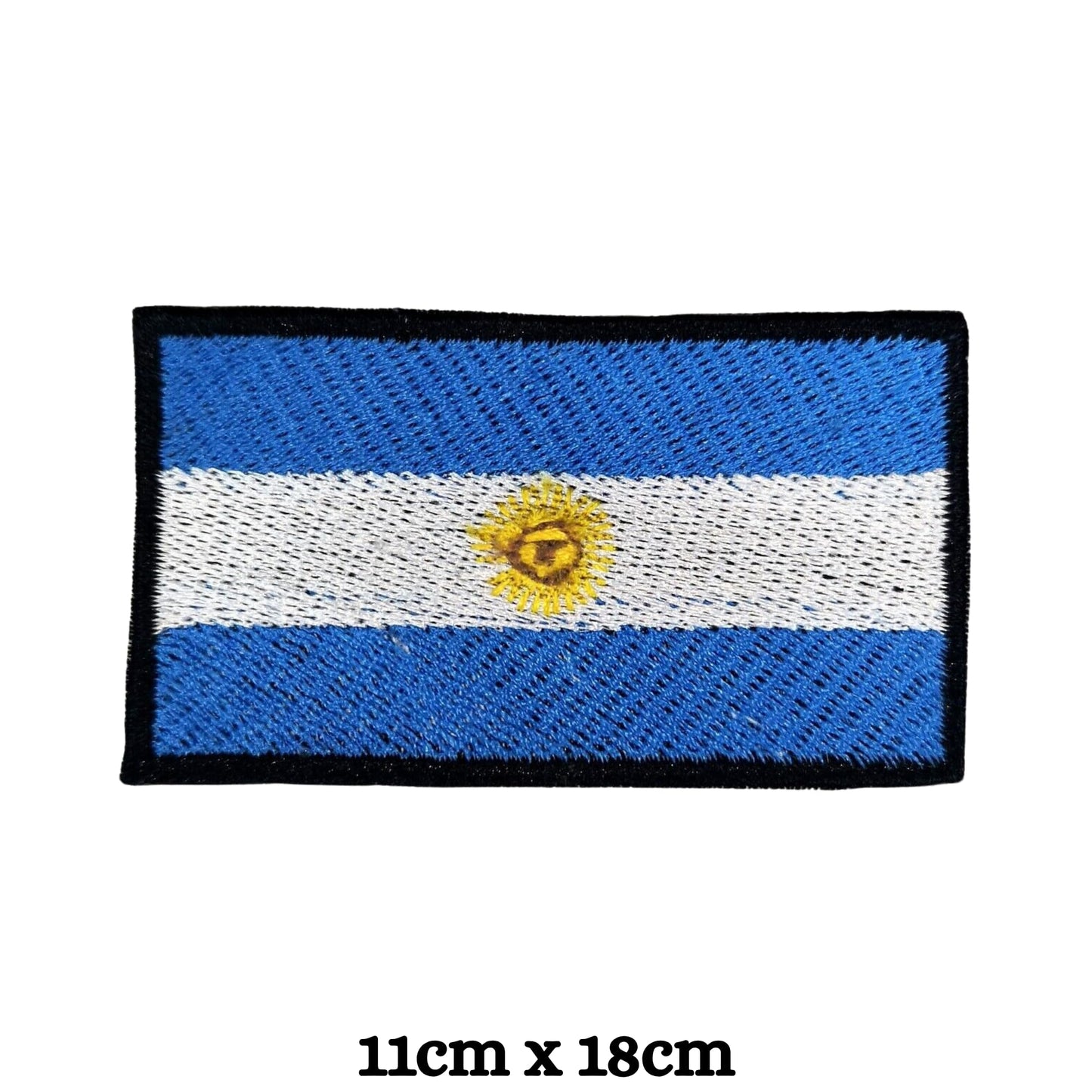 Argentina Flag Embroidered Patches, Iron-On/Sew-On Applique, Shield, Round, Heart and Rectangle Flag Badges for Jackets, Bags, Uniforms, Various Sizes