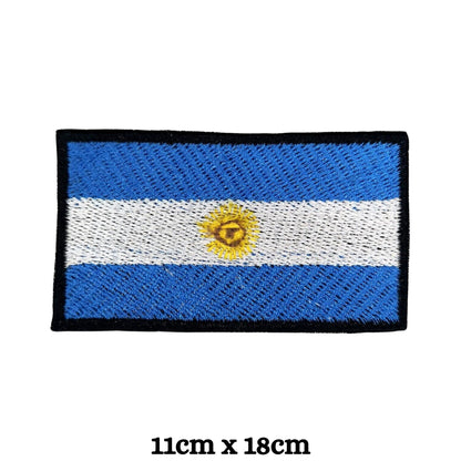 Argentina Flag Embroidered Patches, Iron-On/Sew-On Applique, Shield, Round, Heart and Rectangle Flag Badges for Jackets, Bags, Uniforms, Various Sizes