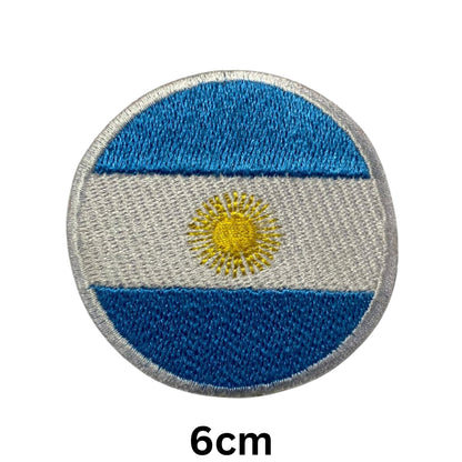 Argentina Flag Embroidered Patches, Iron-On/Sew-On Applique, Shield, Round, Heart and Rectangle Flag Badges for Jackets, Bags, Uniforms, Various Sizes