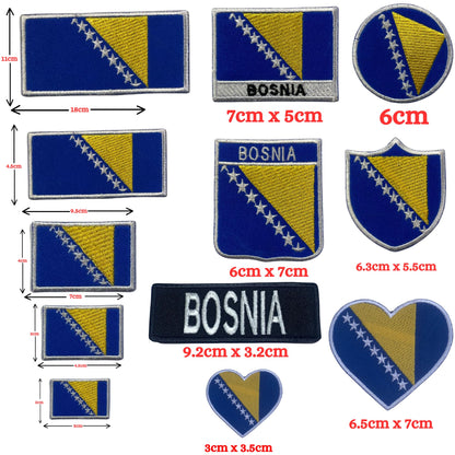 BeBuz Bosnia Flag Embroidered Patch – Iron On or Sew On Bosnian Badge – Choose Your Shape & Size – Rectangle, Shield, Round, Heart – Bosnia and Herzegovina Patch for Jacket, Backpack, Hat, Clothing