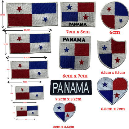 Panama Flag Embroidered Patches, Iron-On/Sew-On Applique, Shield, Round, Heart and Rectangle Flag Badges for Jackets, Bags, Uniforms, Various Sizes