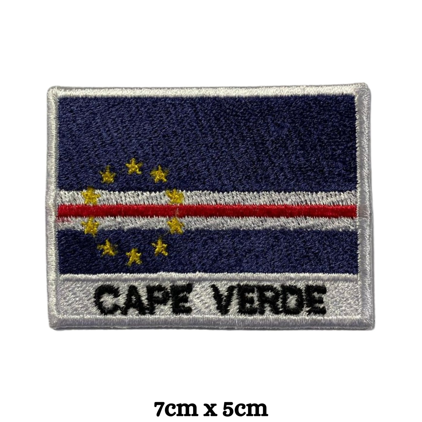 Cape Verde Flag Embroidered Patches, Iron-On/Sew-On Applique, Shield, Round, Heart and Rectangle Flag Badges for Jackets, Bags, Uniforms, Various Sizes