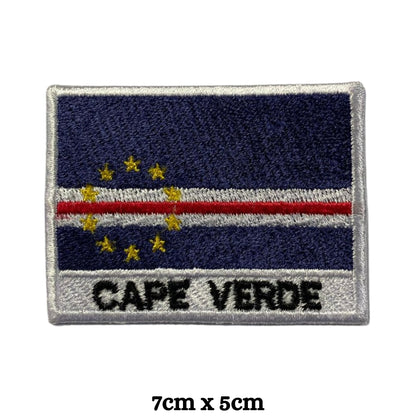 Cape Verde Flag Embroidered Patches, Iron-On/Sew-On Applique, Shield, Round, Heart and Rectangle Flag Badges for Jackets, Bags, Uniforms, Various Sizes