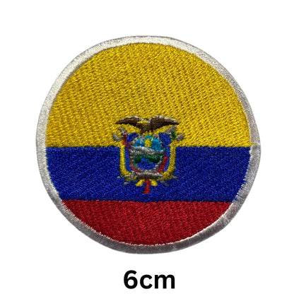 Ecuador Flag Embroidered Patches, Iron-On/Sew-On Applique, Shield, Round, Heart and Rectangle Flag Badges for Jackets, Bags, Uniforms, Various Sizes