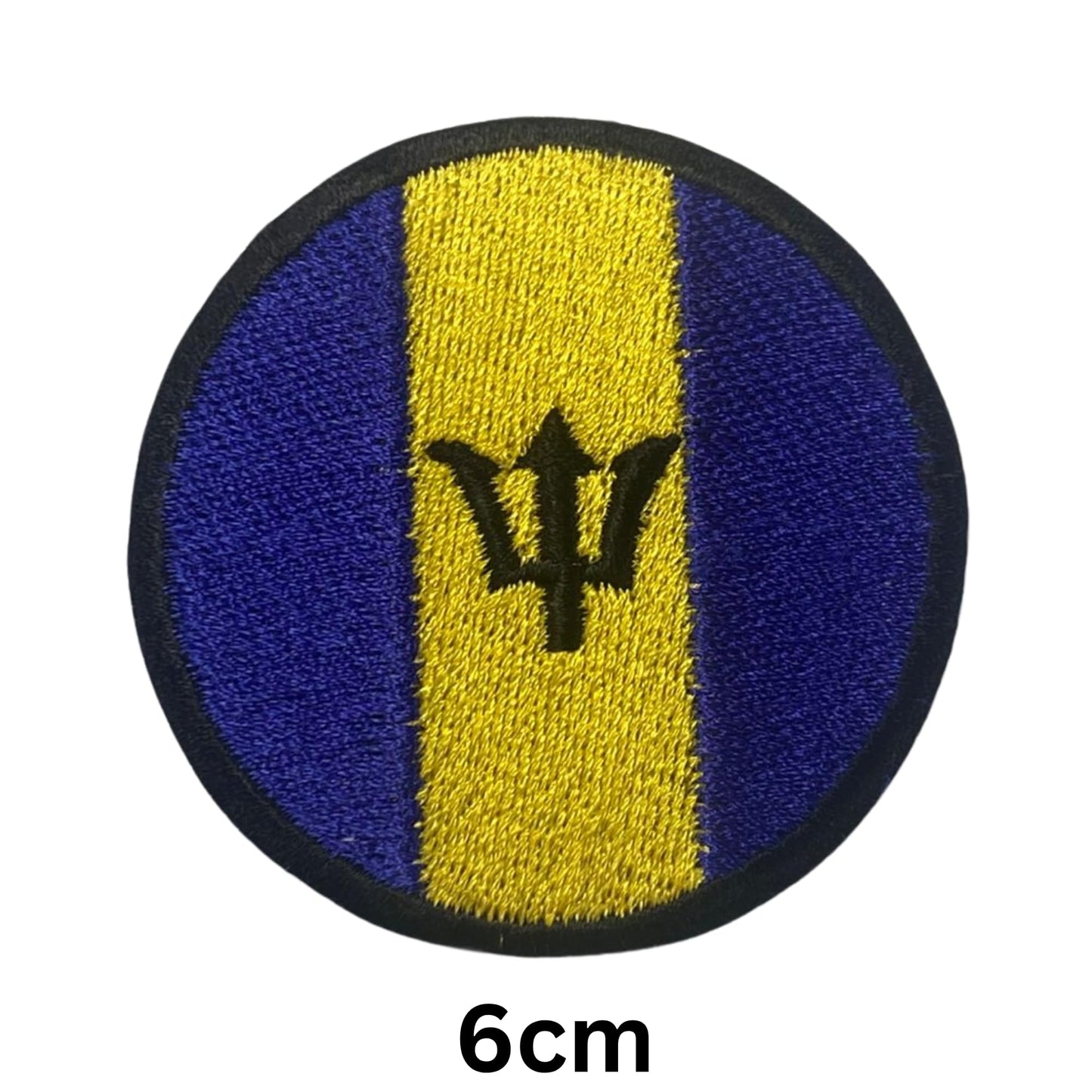 Barbados Flag Embroidered Patches, Iron-On/Sew-On Applique, Shield, Round, Heart and Rectangle Flag Badges for Jackets, Bags, Uniforms, Various Sizes