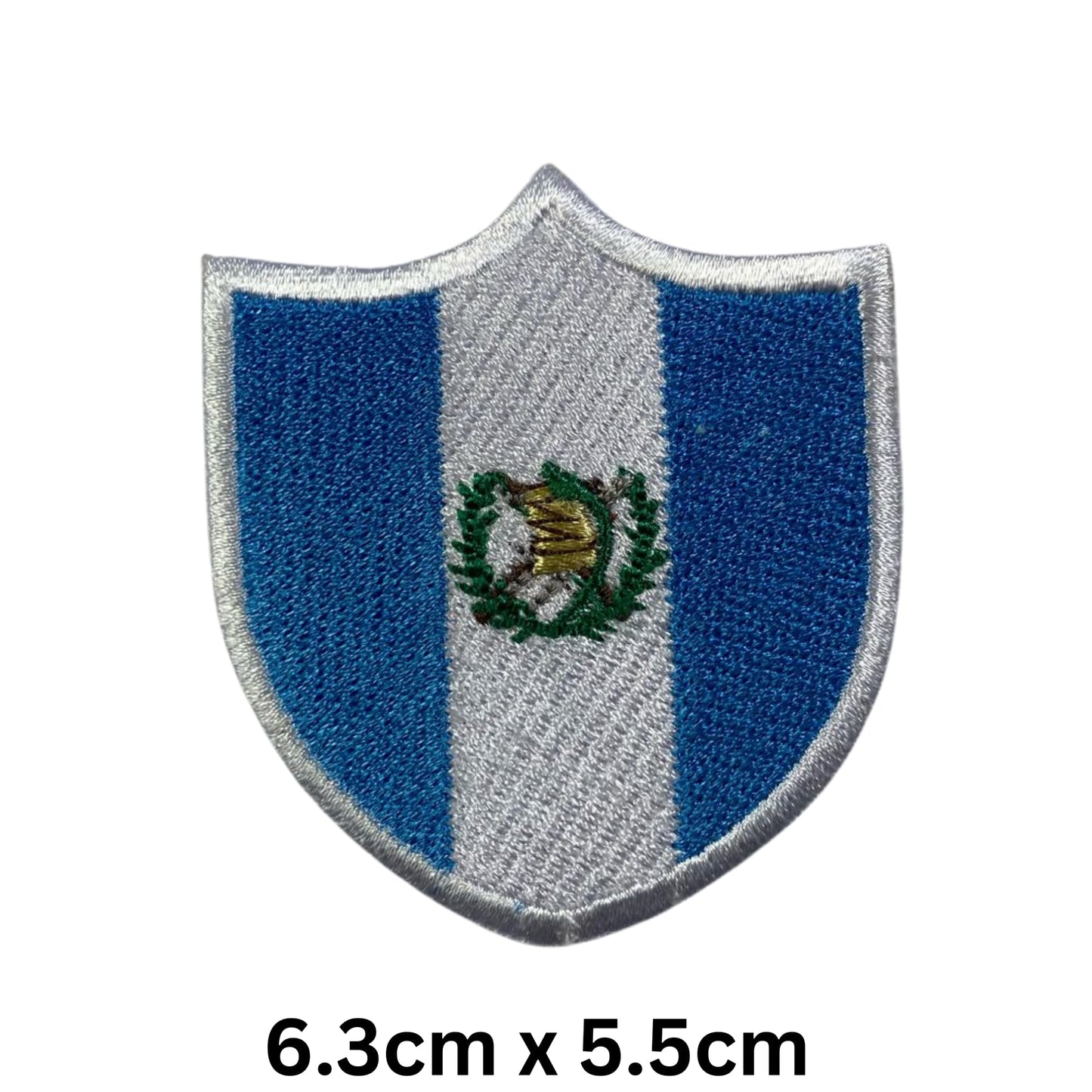 Guatemala Flag Embroidered Patch Set, Iron-On or Sew-On Applique Badges, Rectangle Shield Round Heart Shapes, for Jackets, Backpacks, Hats, Uniforms and Various Sizes