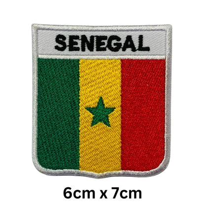 Senegal Flag Embroidered Patches, Iron-On/Sew-On Applique, Shield, Round, Heart and Rectangle Flag Badges for Jackets, Bags, Uniforms, Various Sizes