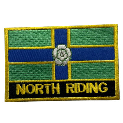 UK County Flag Patch 9.5cm x 6cm Embroidered Iron On/Sew On Badge Durable Fabric Applique for Jackets, Backpacks, Hats, and Clothing