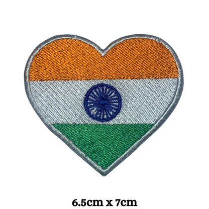 India Flag Embroidered Patch Set, Iron-On or Sew-On Applique Badges, Rectangle Shield Round Heart Shapes, for Jackets, Backpacks, Hats, Uniforms and Various Sizes