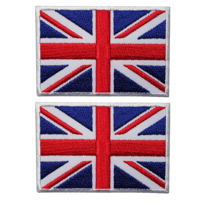 British Union Jack Patches United Kingdom Flag Patch Embroidered Iron-On Sew-On Badge for Military Uniform Jackets, Backpacks, Hats, and Clothing Set of 2